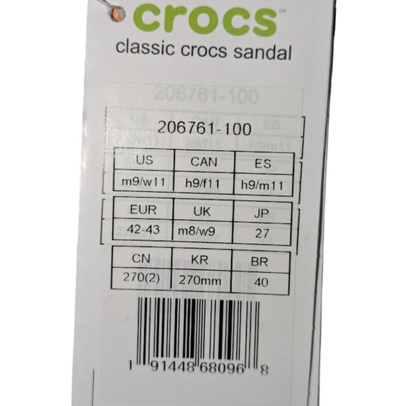 Crocs Unisex Sandals Men\'s Size 9 Women\'s Size 11 White & Jibbitz 206761-100 New main image 11